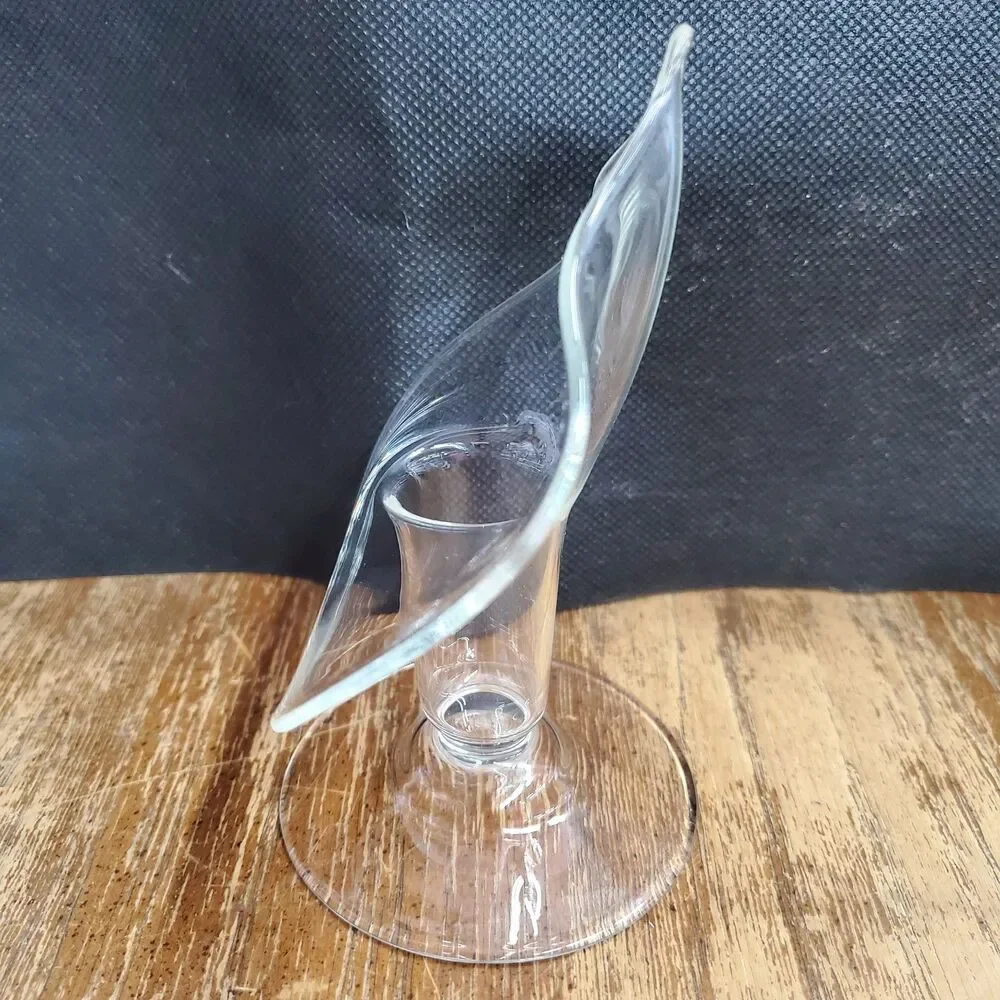Vintage Clear Glass Jack In The Pulpit Taper Candle Holders Pair Calla Lily